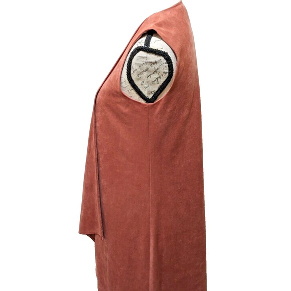 bcbgMaxAzria XS Lagenlook Dress Latte Suede Like Fabric Asymmetrical Layers - Picture 9 of 12